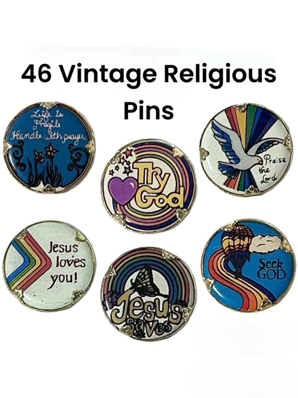 (46) Rare Vintage 1970’s/80’s Era Religious Pins